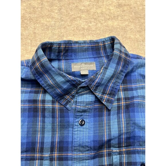 L.L. Bean Bean Signature Slim Fit Blue Plaid Button Down Shirt Large - Picture 3 of 8